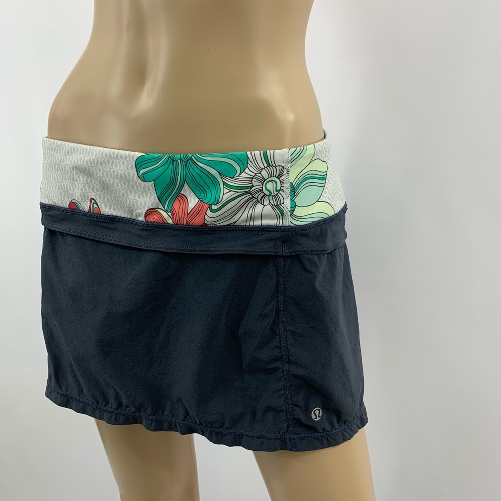 Lululemon Gray & Floral Running Skort